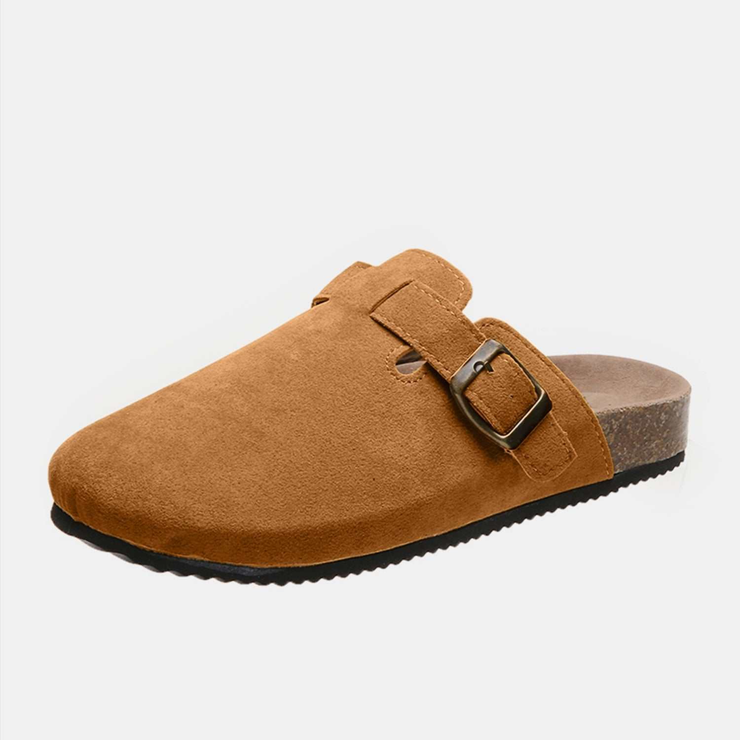 Suede Closed Toe Buckle Slide - Primrose Signature Boutique