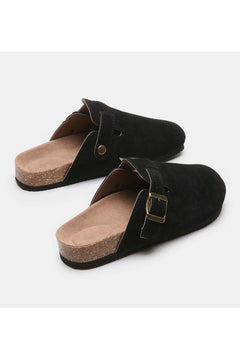 Suede Closed Toe Buckle Slide - Primrose Signature Boutique