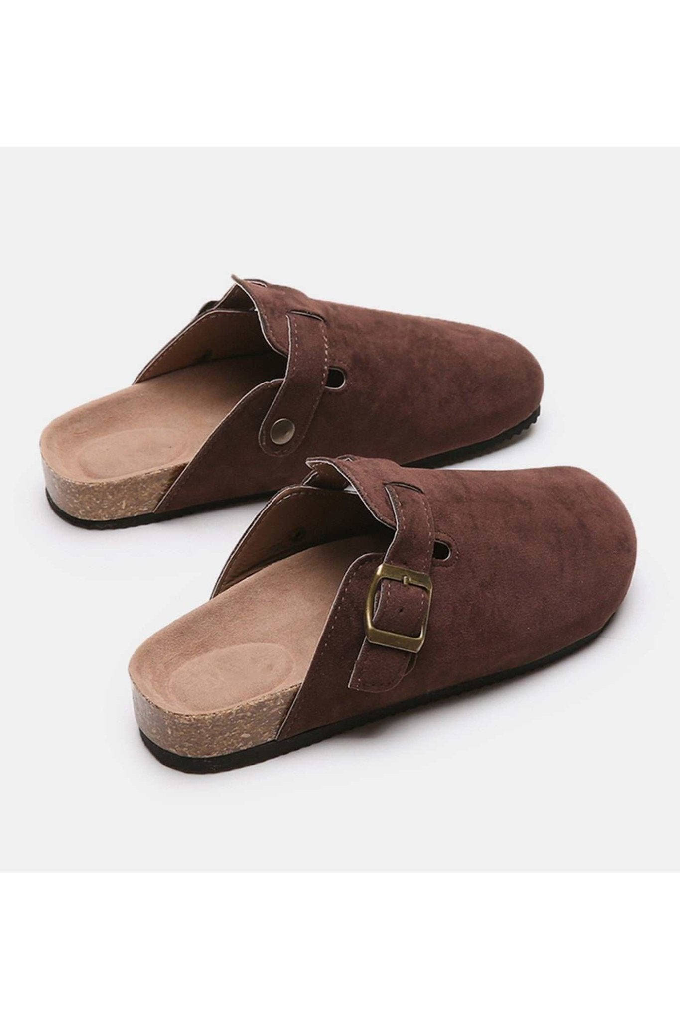 Suede Closed Toe Buckle Slide - Primrose Signature Boutique