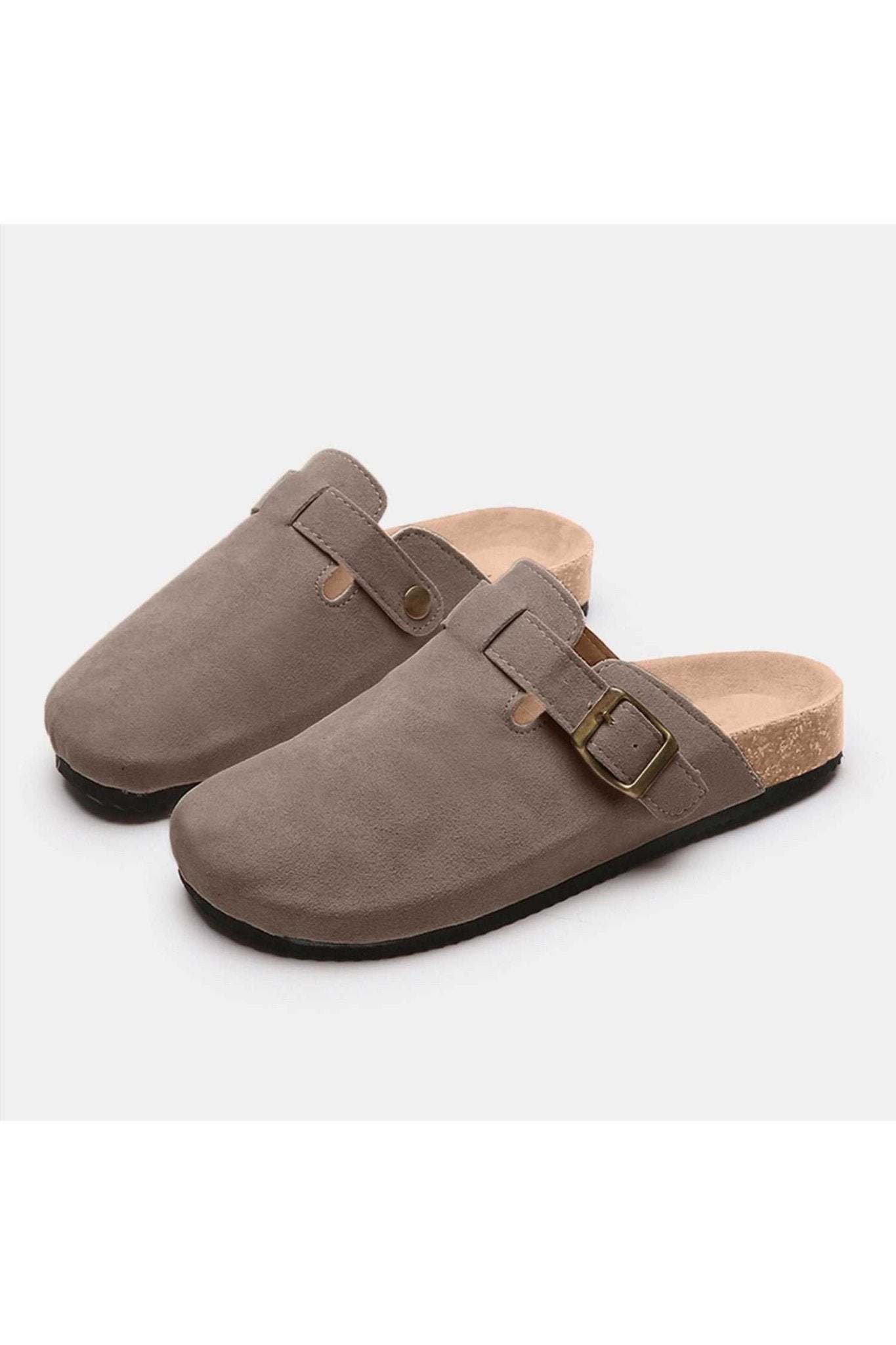 Suede Closed Toe Buckle Slide - Primrose Signature Boutique