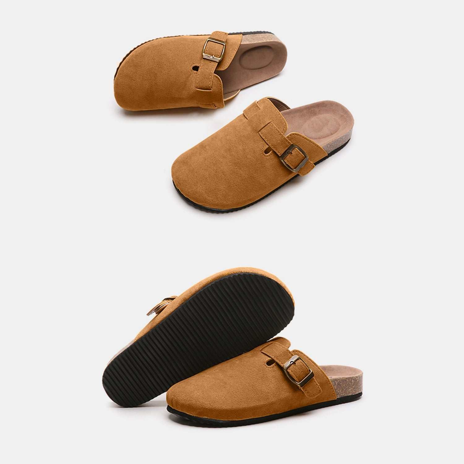 Suede Closed Toe Buckle Slide - Primrose Signature Boutique