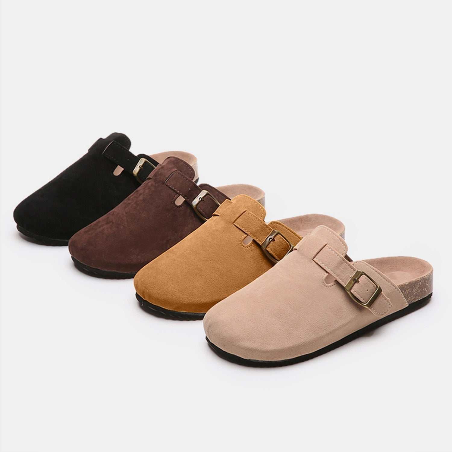 Suede Closed Toe Buckle Slide - Primrose Signature Boutique