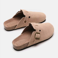 Suede Closed Toe Buckle Slide - Primrose Signature Boutique