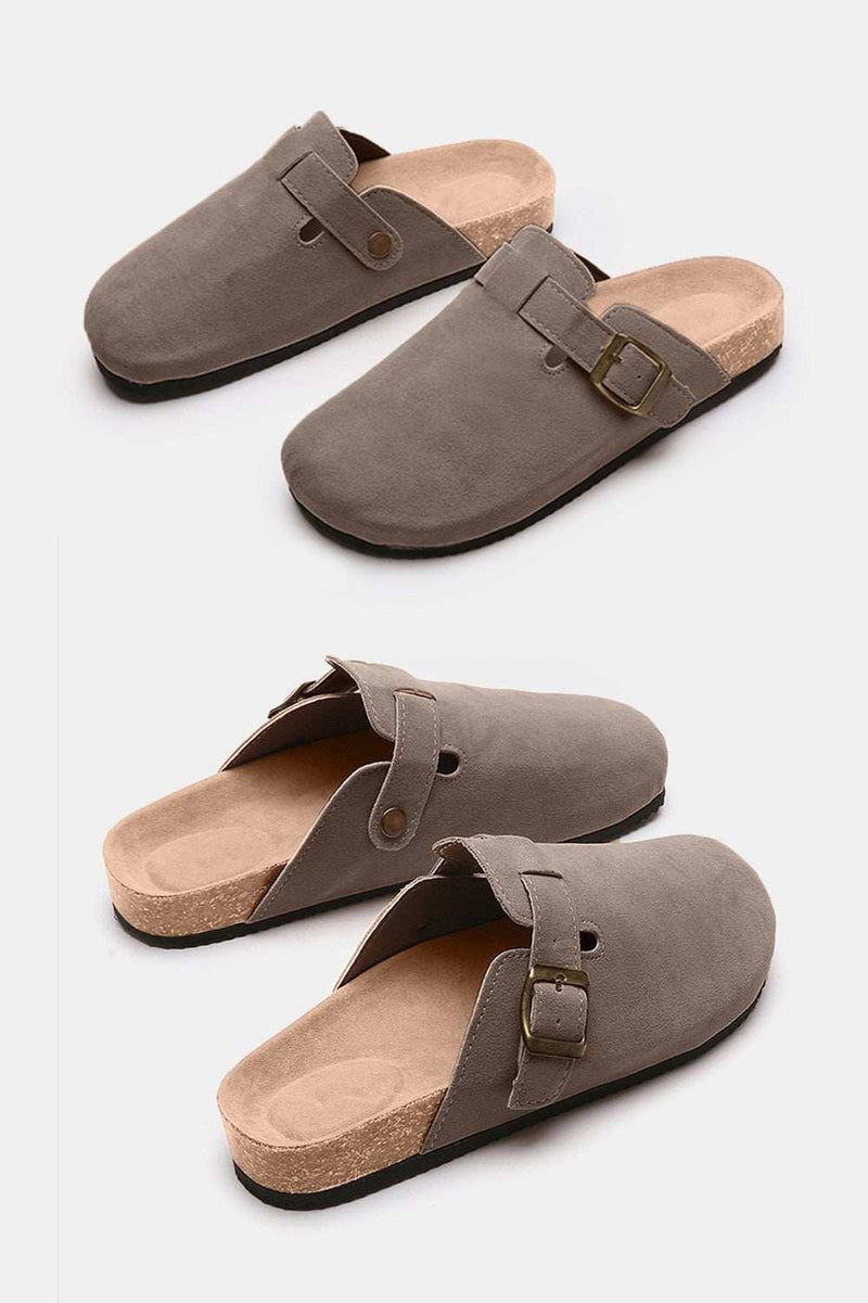 Pantoletten aus Wildleder mit geschlossener Zehenpartie und Schnalle-zoom-