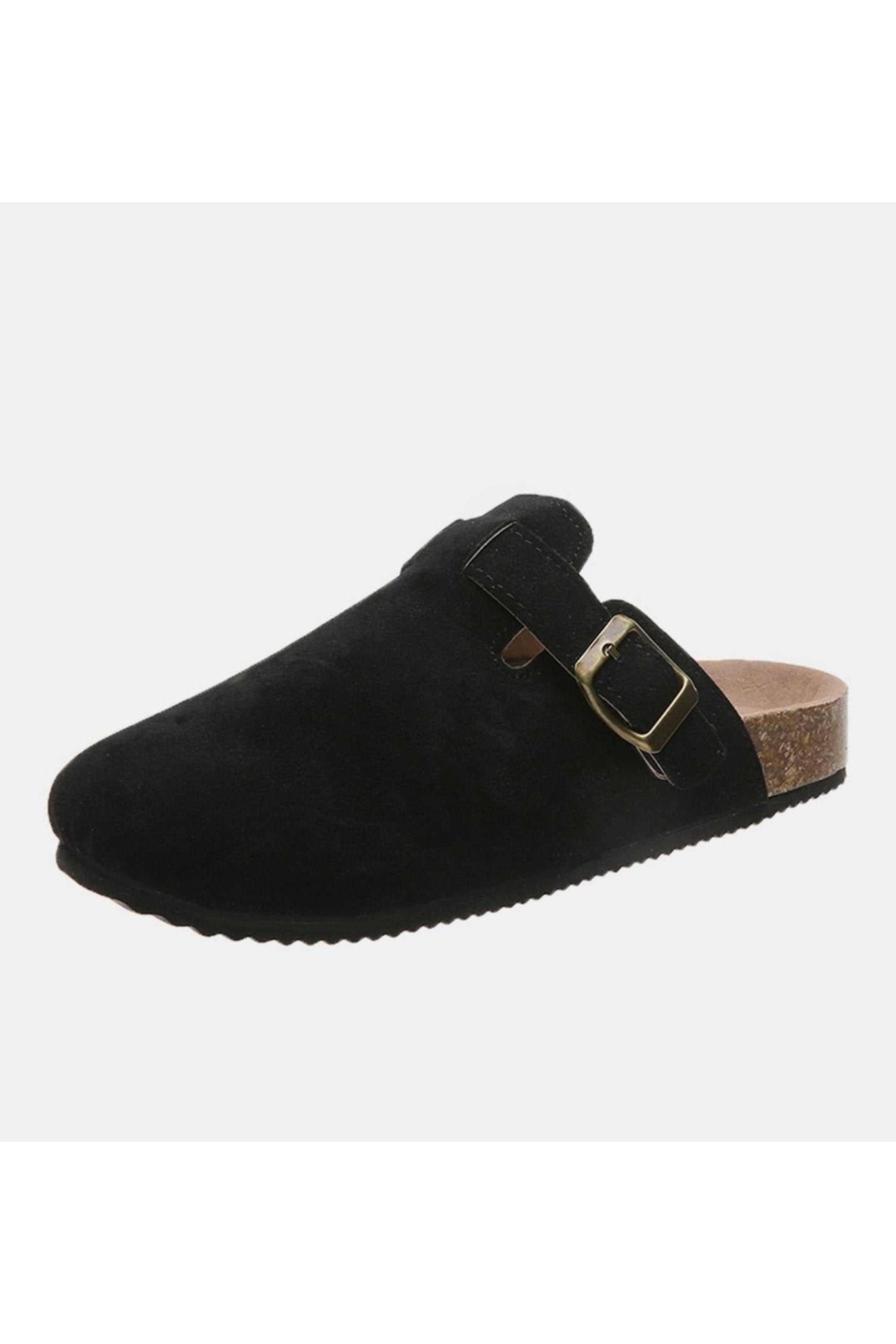 Suede Closed Toe Buckle Slide - Primrose Signature Boutique