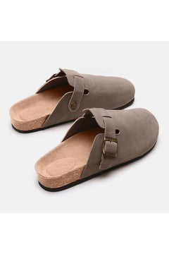 Suede Closed Toe Buckle Slide - Primrose Signature Boutique