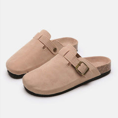 Suede Closed Toe Buckle Slide - Primrose Signature Boutique