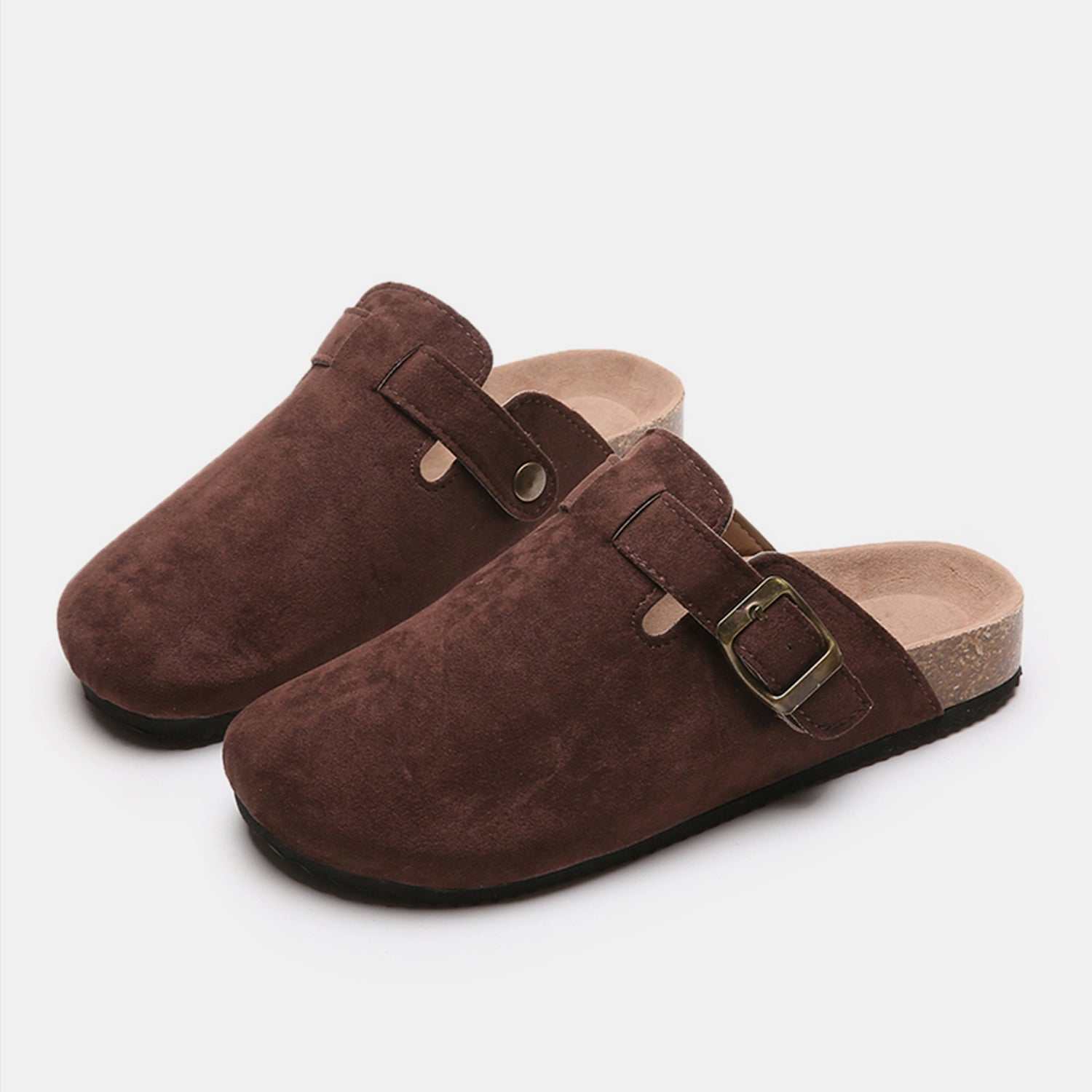 Suede Closed Toe Buckle Slide - Primrose Signature Boutique