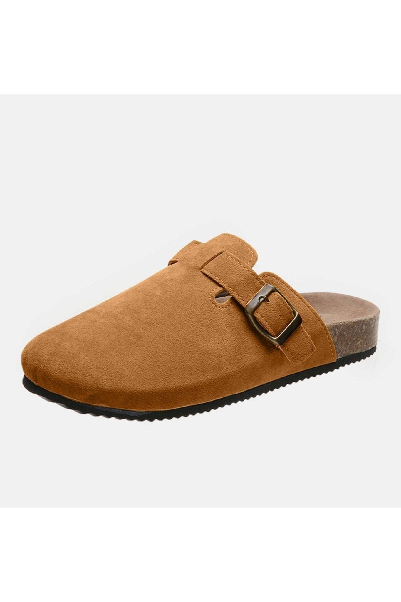Suede Closed Toe Buckle Slide