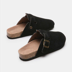 Suede Closed Toe Buckle Slide - Primrose Signature Boutique