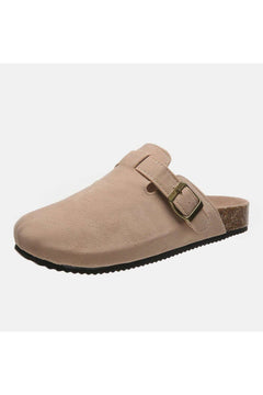 Suede Closed Toe Buckle Slide - Primrose Signature Boutique