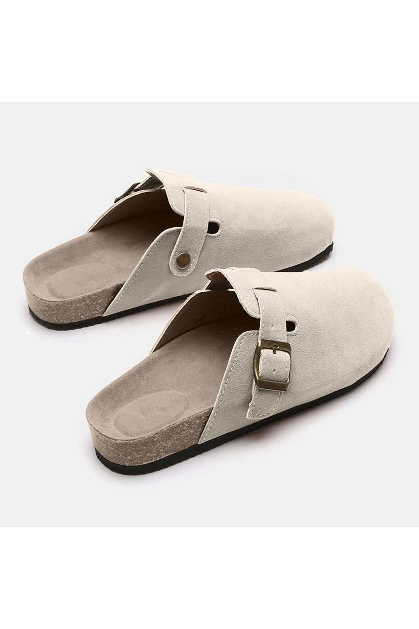 Suede Closed Toe Buckle Slide - Primrose Signature Boutique