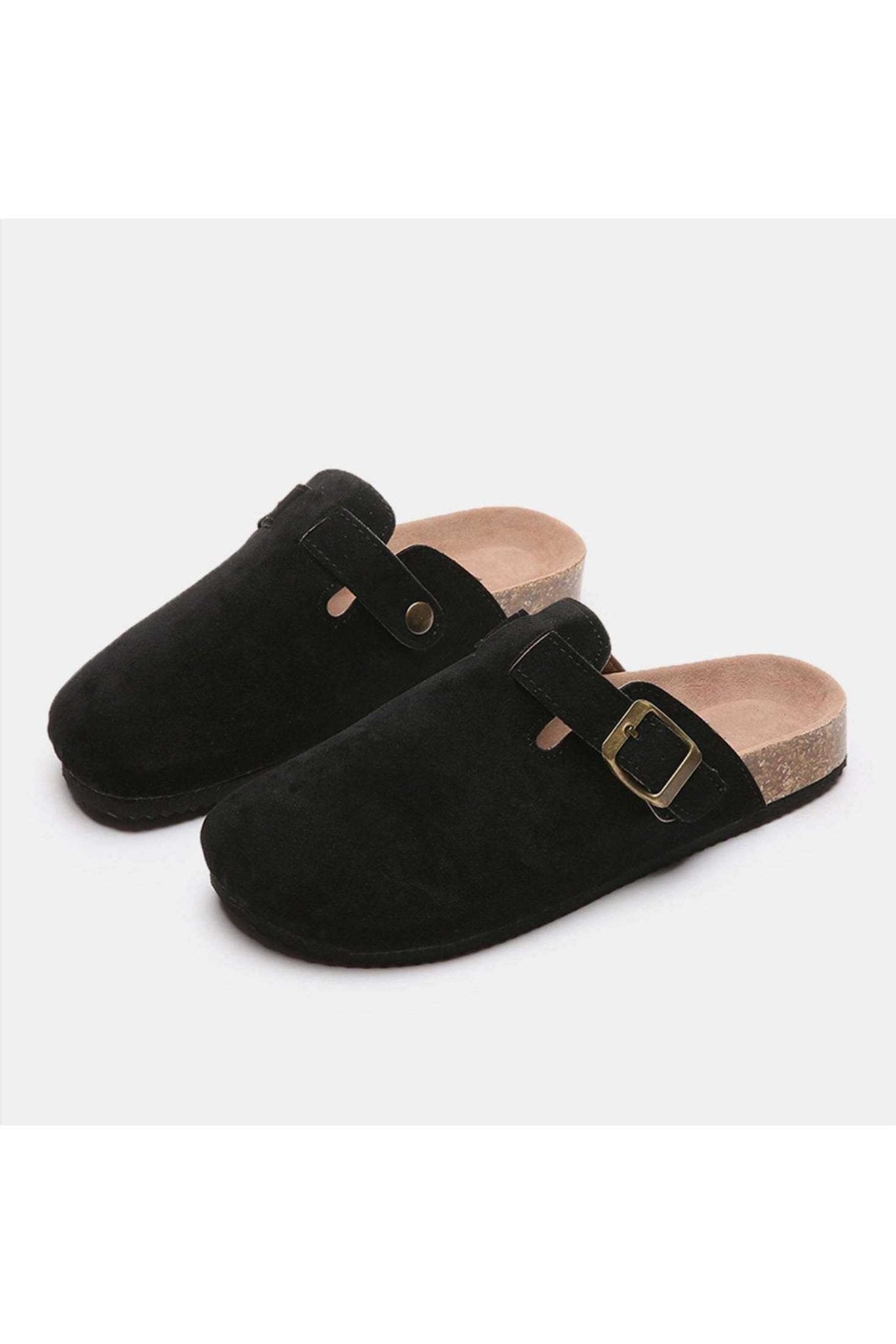 Suede Closed Toe Buckle Slide