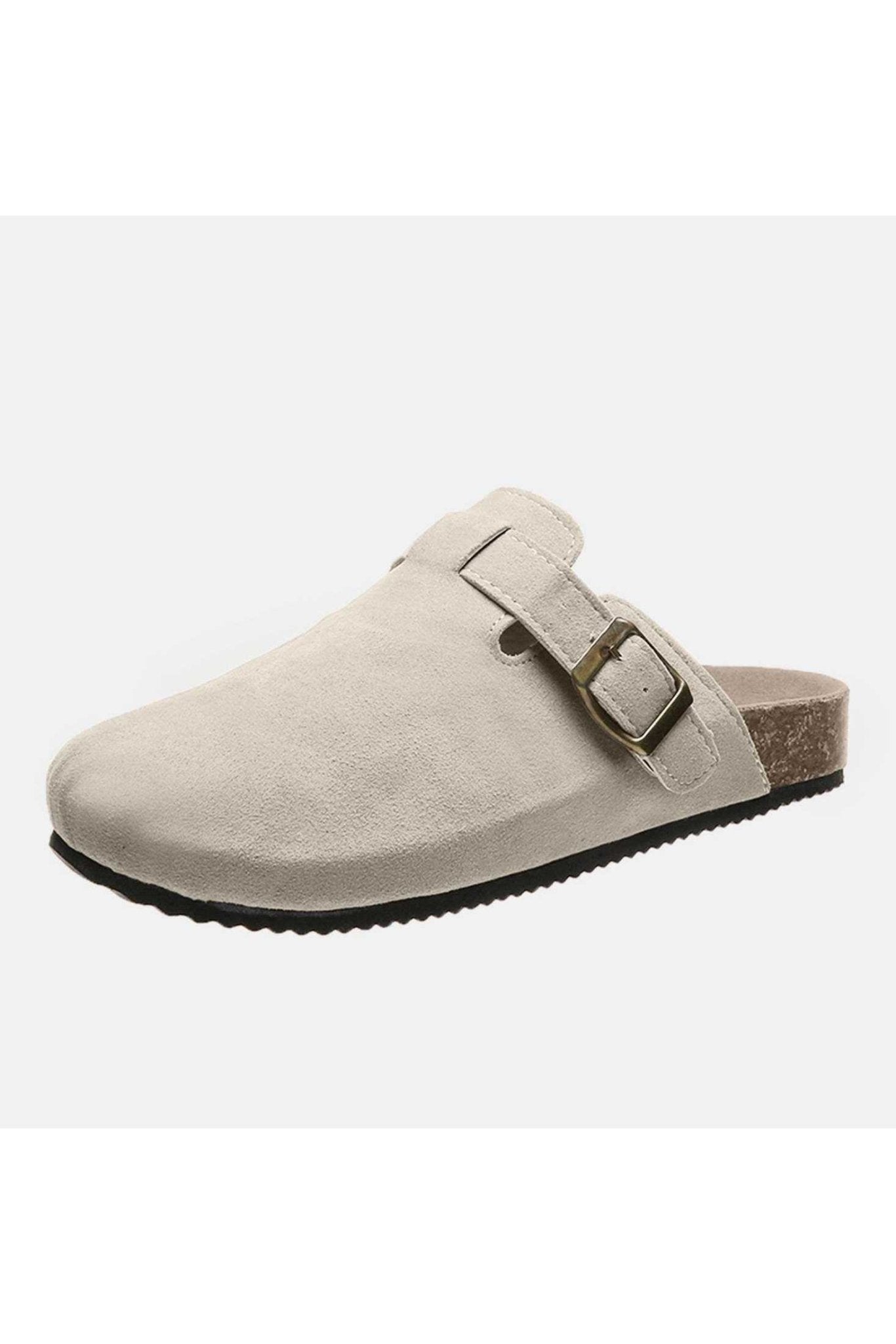 Suede Closed Toe Buckle Slide - Primrose Signature Boutique