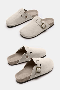 Suede Closed Toe Buckle Slide - Primrose Signature Boutique