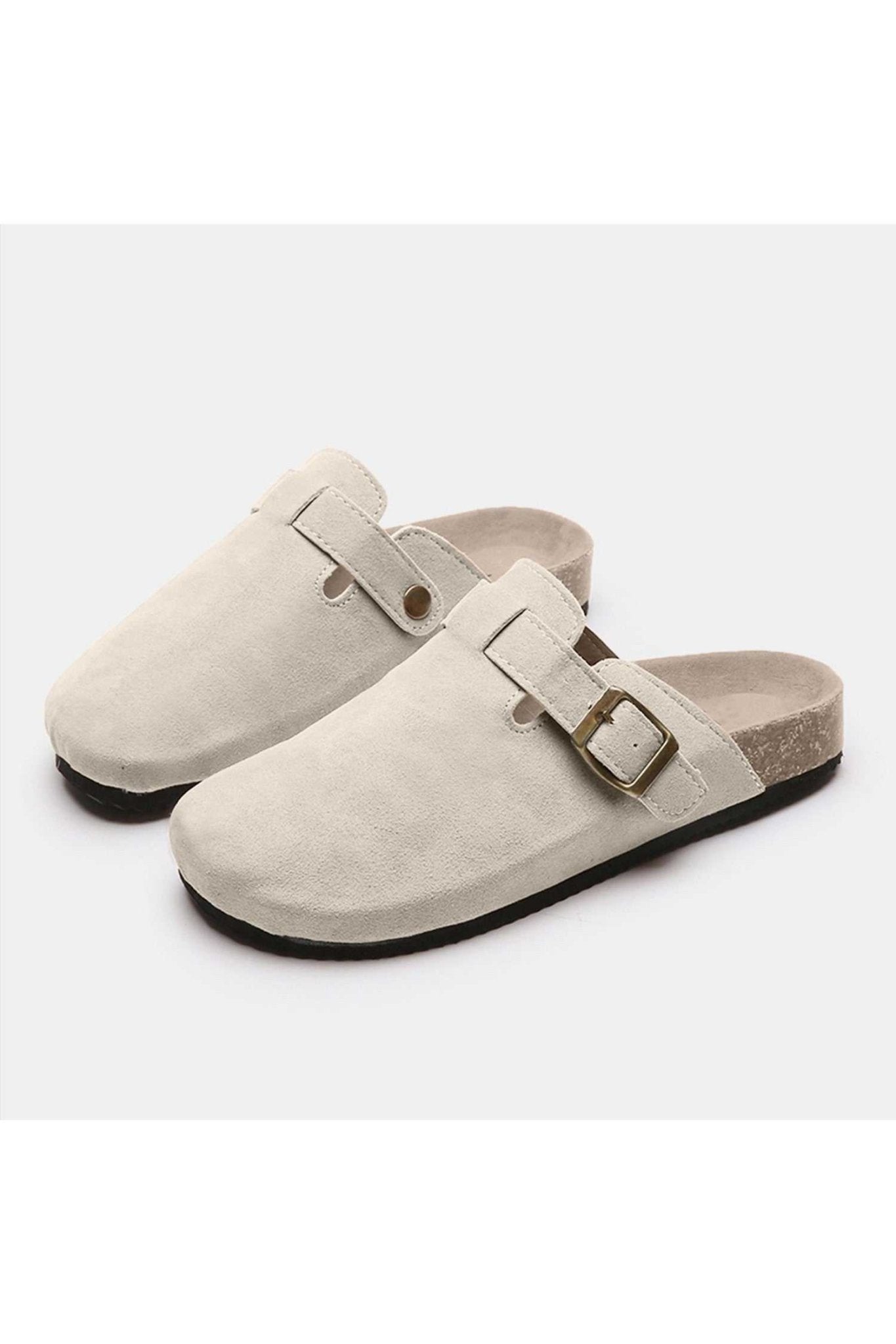 Suede Closed Toe Buckle Slide