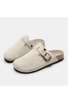 Suede Closed Toe Buckle Slide - Primrose Signature Boutique