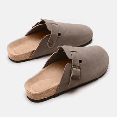 Suede Closed Toe Buckle Slide - Primrose Signature Boutique