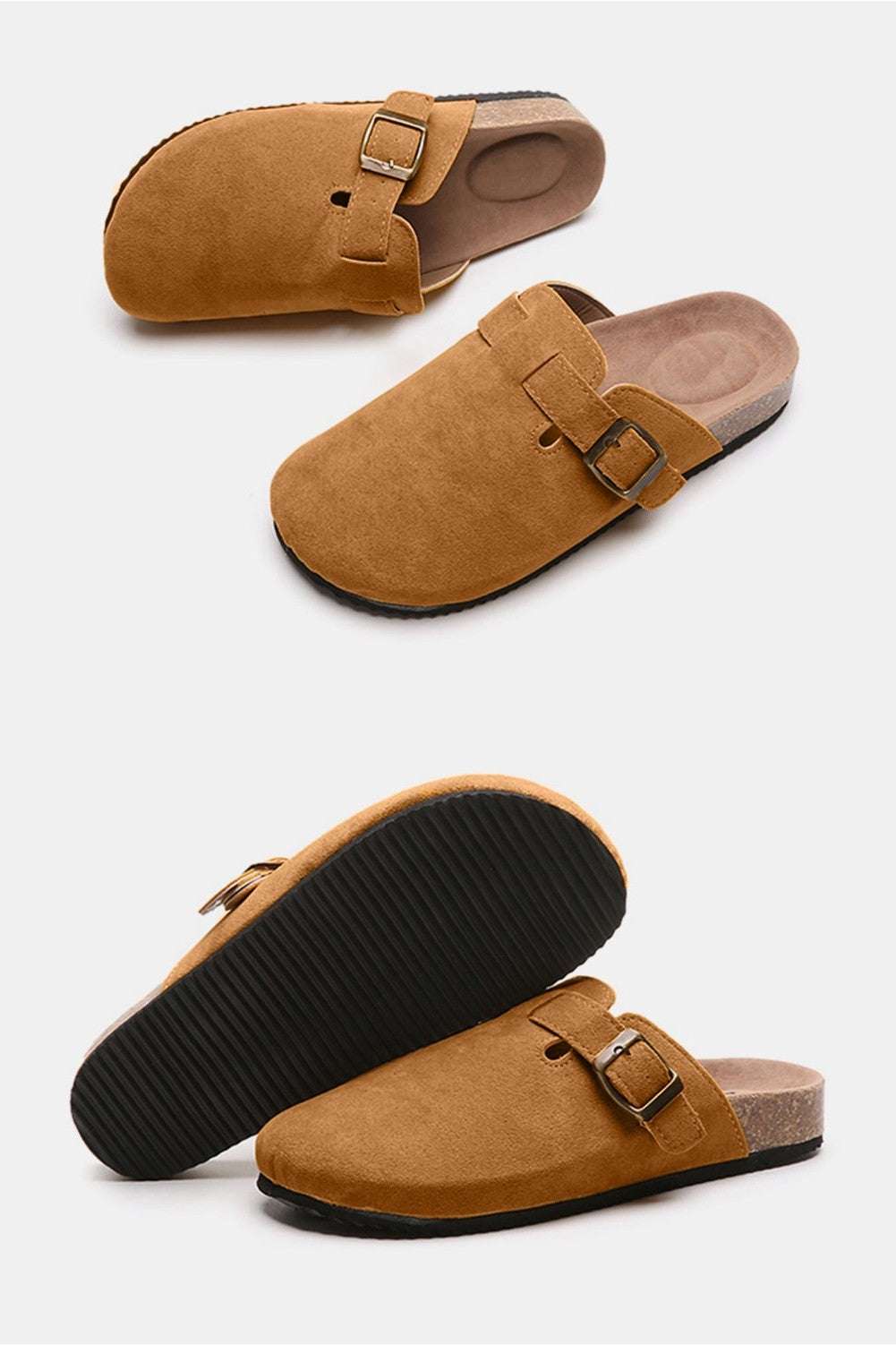 Suede Closed Toe Buckle Slide