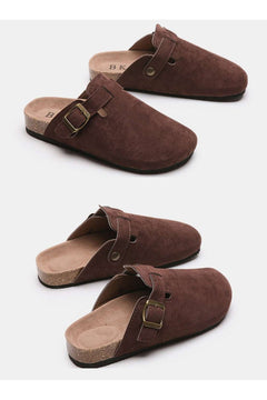 Suede Closed Toe Buckle Slide - Primrose Signature Boutique