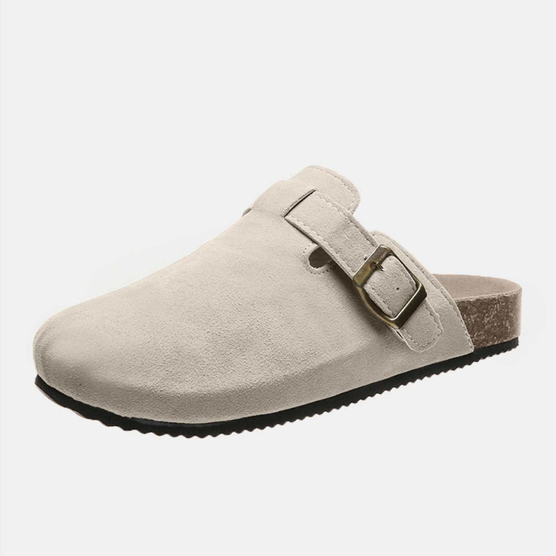 Suede Closed Toe Buckle Slide-zoom-