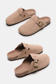 Suede Closed Toe Buckle Slide - Primrose Signature Boutique