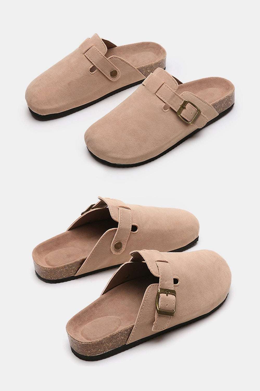 Suede Closed Toe Buckle Slide - Primrose Signature Boutique