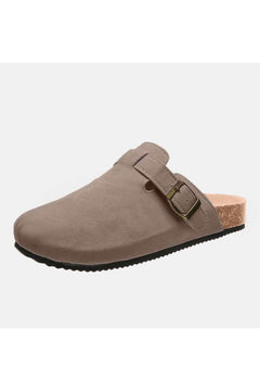 Suede Closed Toe Buckle Slide - Primrose Signature Boutique