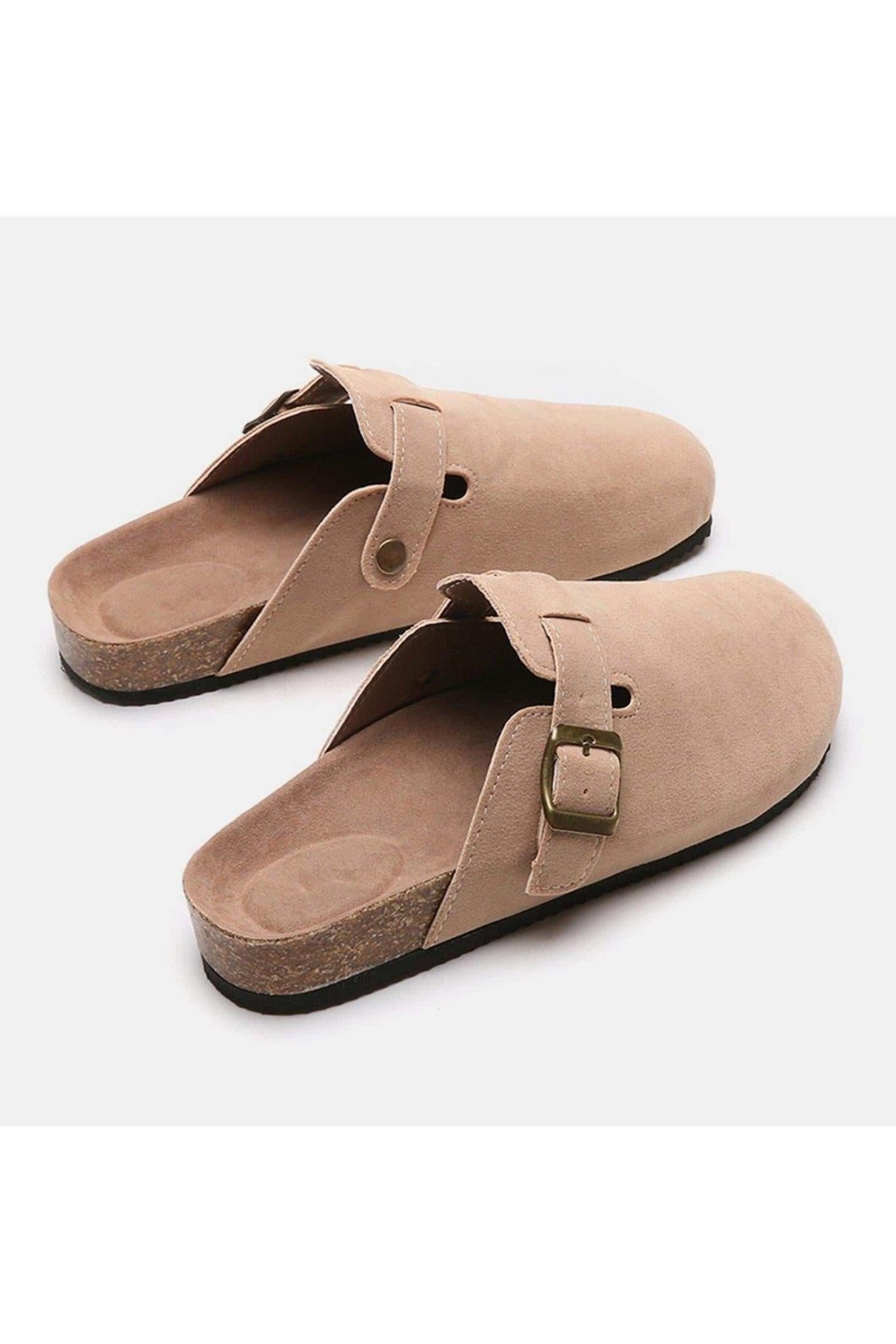 Suede Closed Toe Buckle Slide