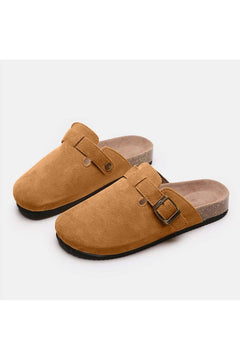 Suede Closed Toe Buckle Slide - Primrose Signature Boutique
