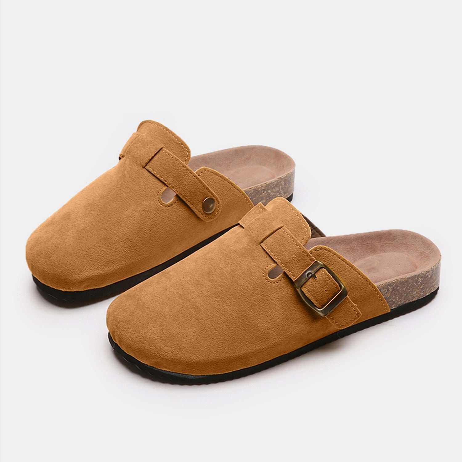 Suede Closed Toe Buckle Slide - Primrose Signature Boutique