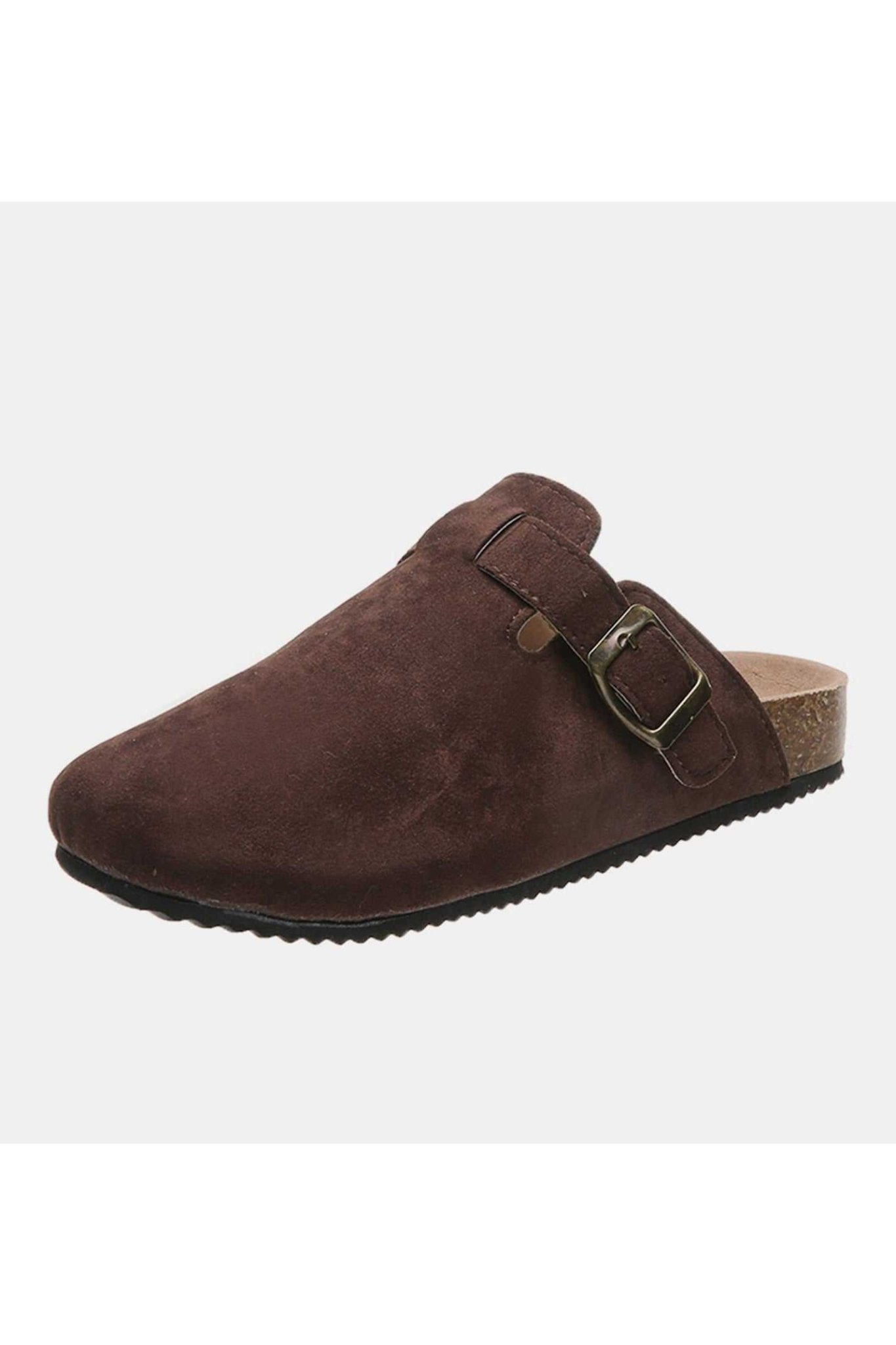 Suede Closed Toe Buckle Slide