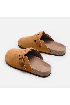 Suede Closed Toe Buckle Slide - Primrose Signature Boutique