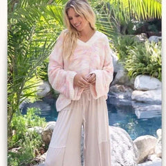 Super Soft Pink and Creme Oversized Sweater - Primrose Signature Boutique