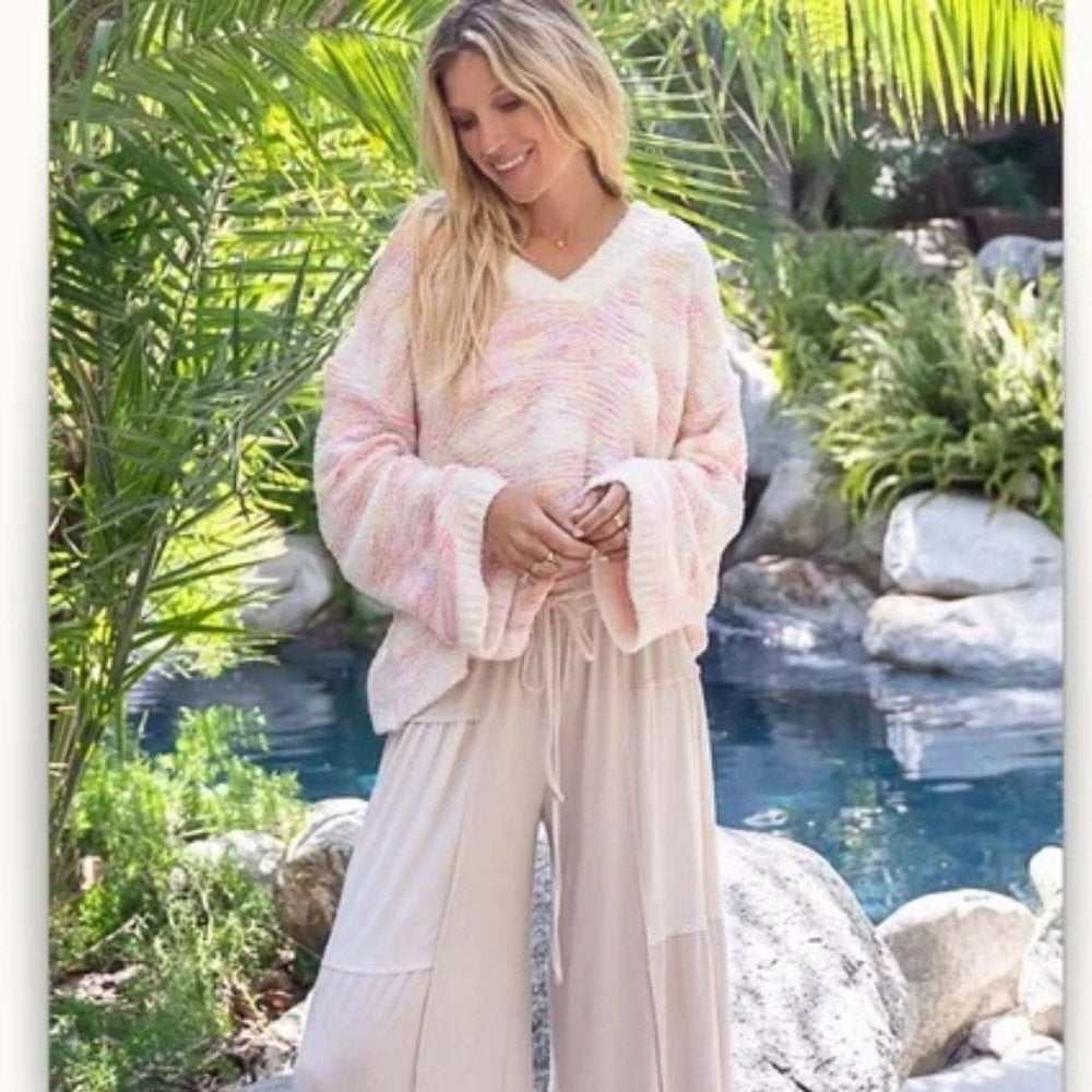 Super Soft Pink and Creme Oversized Sweater - Primrose Signature Boutique