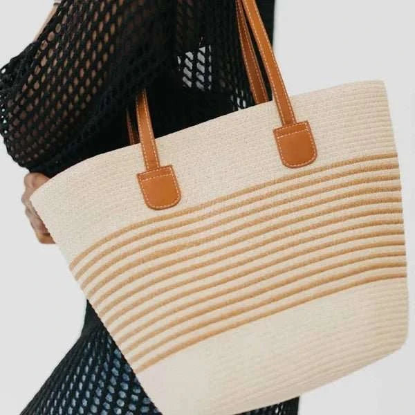 Tahiti Tote Straw Beach Bag - Cream - Primrose Signature Boutique