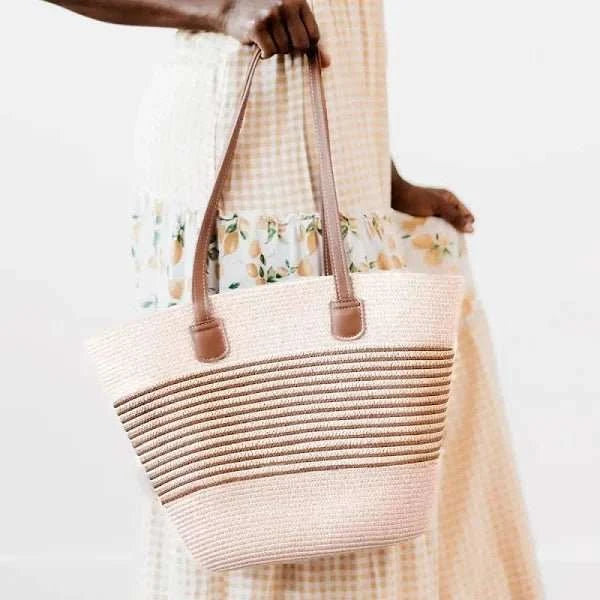 Tahiti Tote Straw Beach Bag - Cream - Primrose Signature Boutique