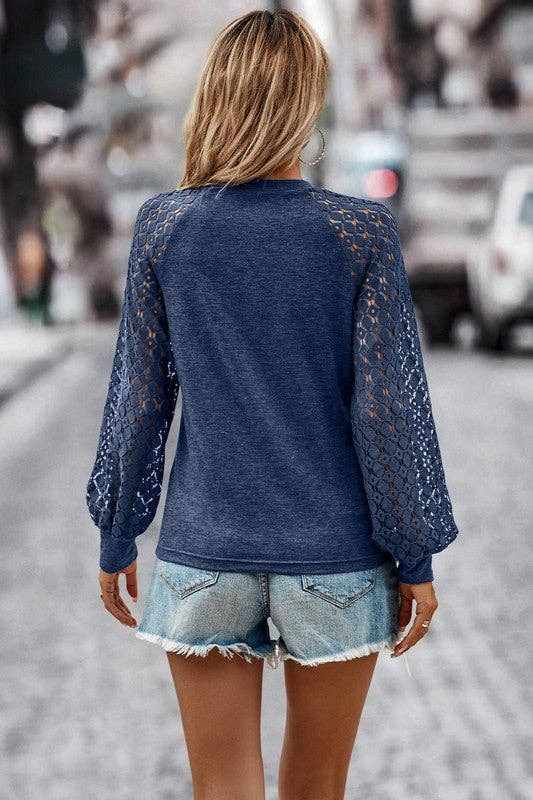 The Lace Sleeves Top - Primrose Signature Boutique