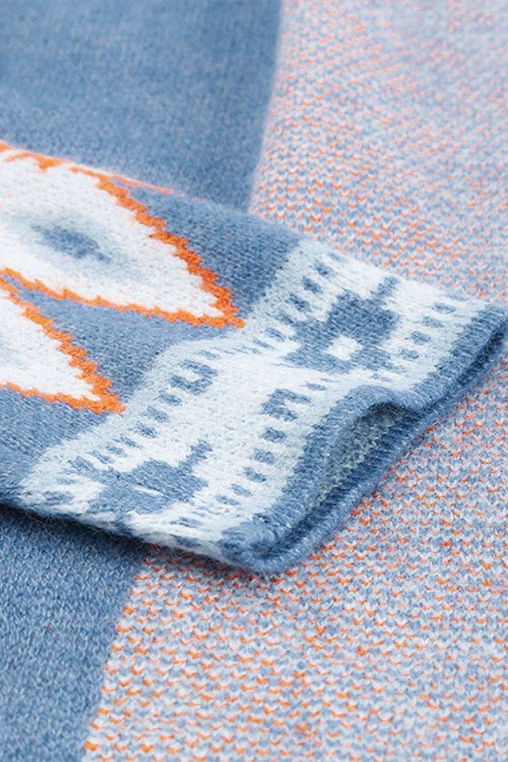 Threaded Pear - Ariah Aztec Print Open Front Knitted Cardigan-zoom-5