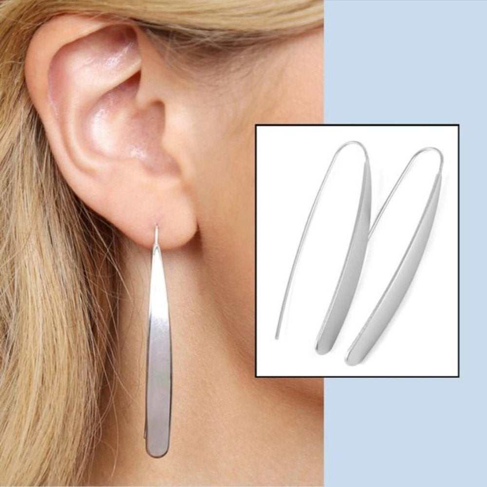 Threader Earrings - Color Matte Silver-zoom-1