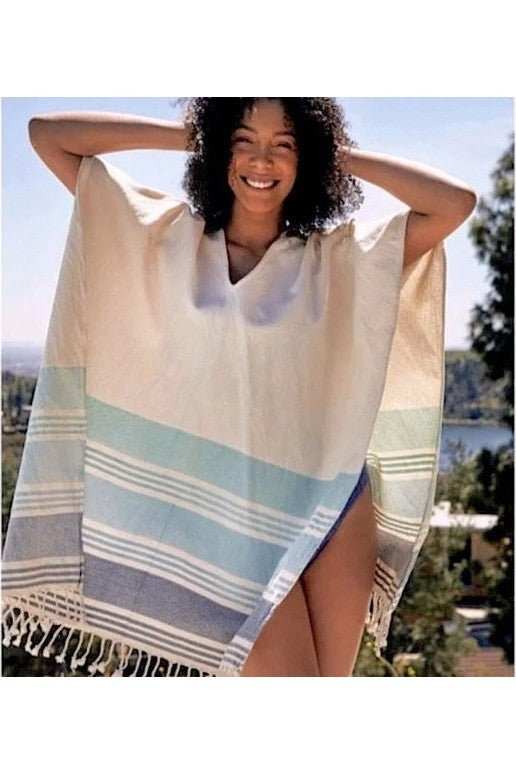 Tribal Seafoam Caftan Poncho - Primrose Signature Boutique