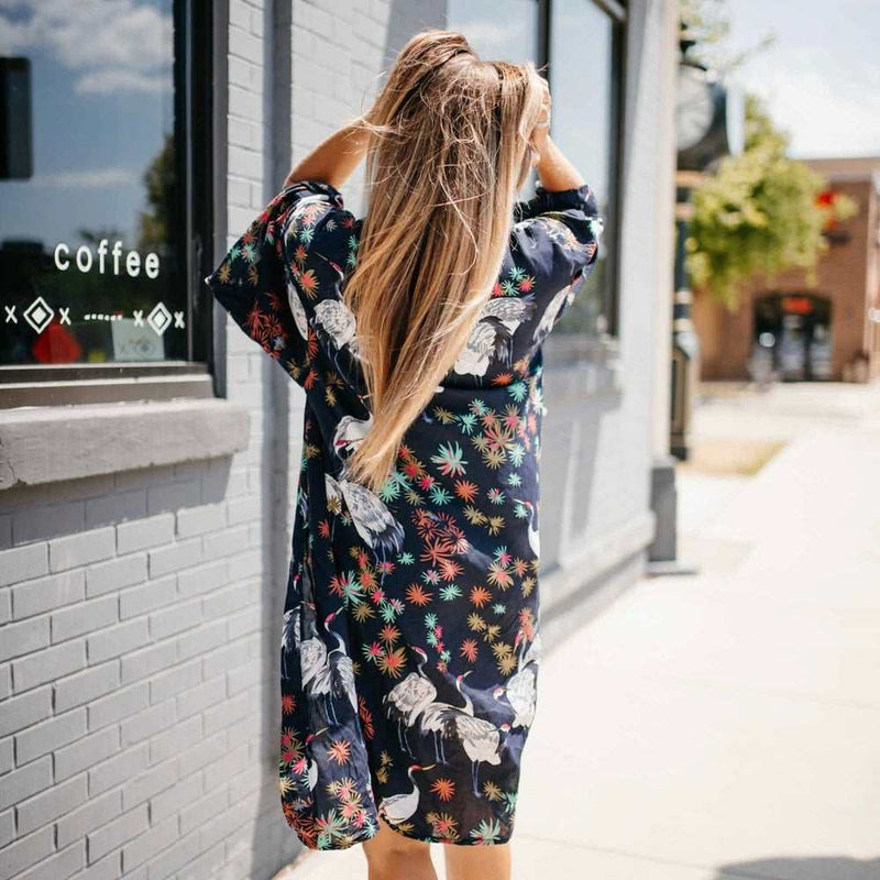 Tropical Birds Tie Front Kimono-zoom-