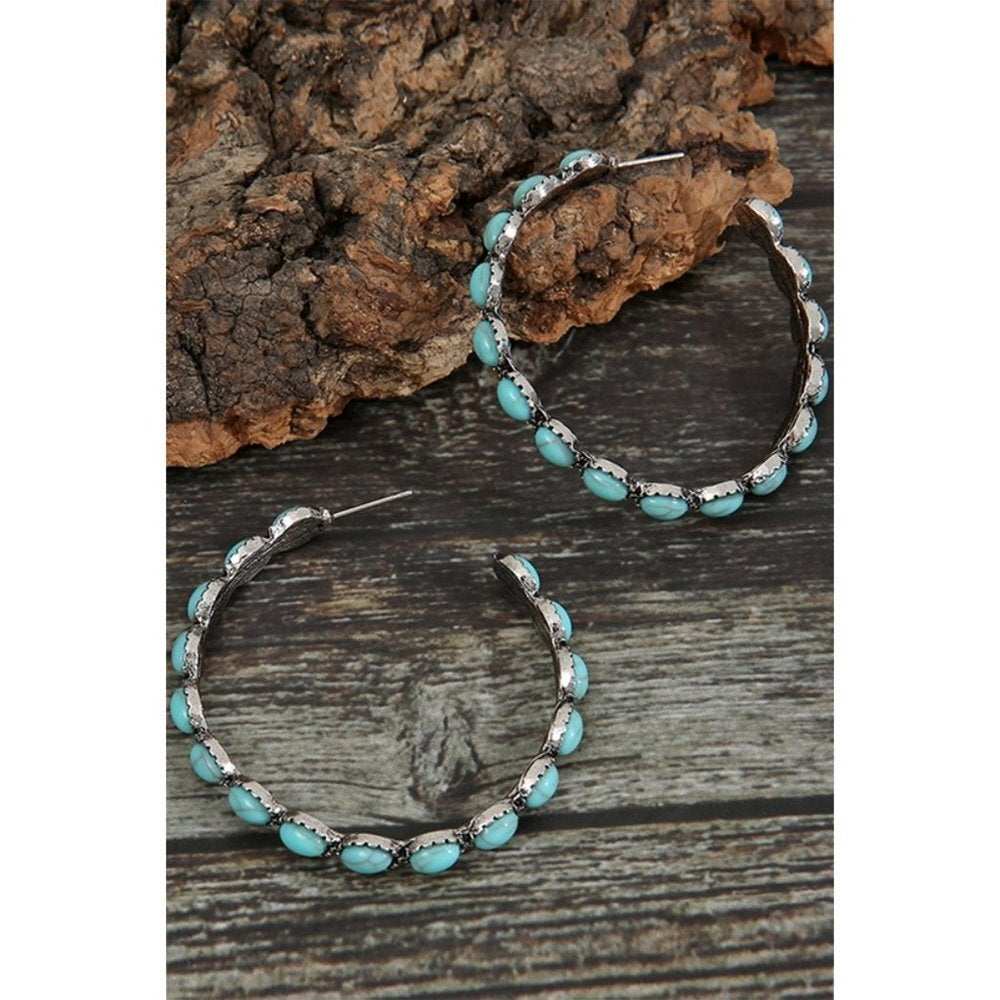 Turquoise C Hoop Earrings-zoom-2