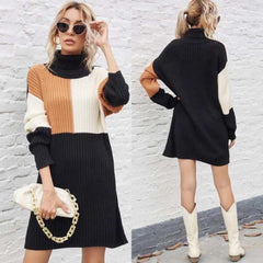 Turtleneck color block sweater dress - Primrose Signature Boutique