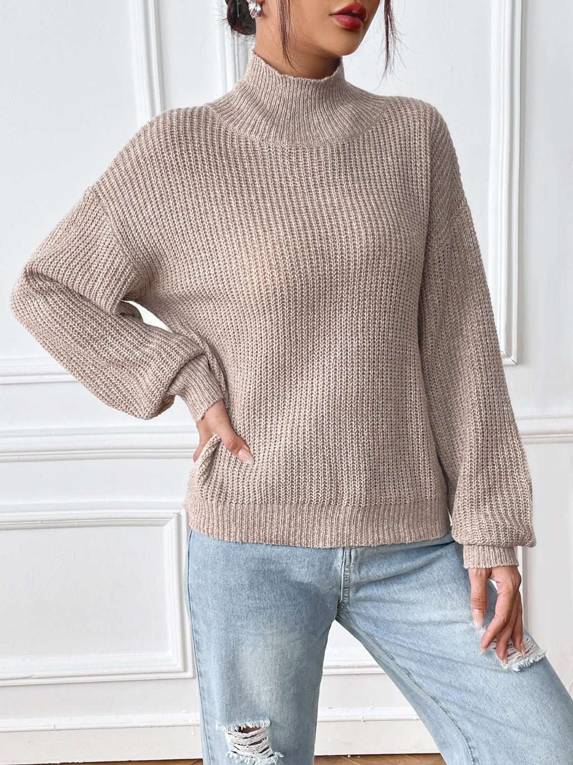 Turtleneck Long Sleeve Sweater - Primrose Signature Boutique
