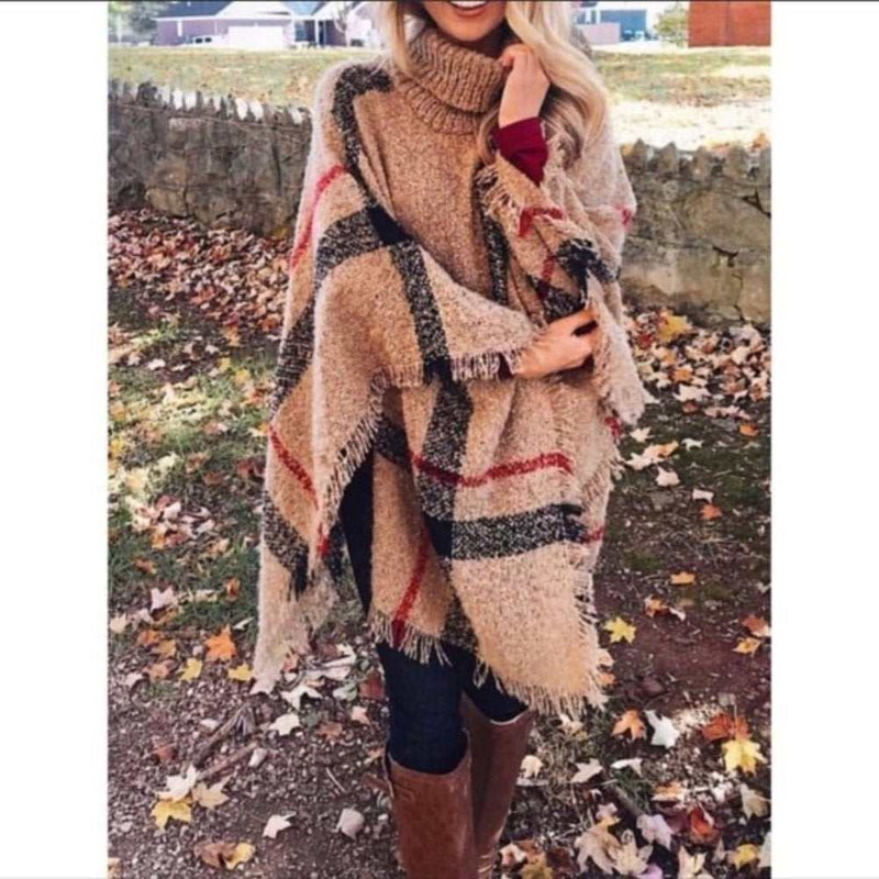 Turtleneck Poncho Sweater-zoom-