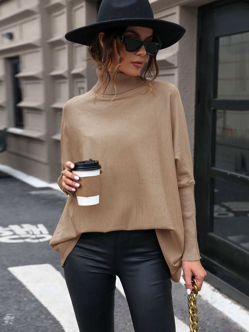 Turtleneck Raglan Sleeve Sweater - Primrose Signature Boutique