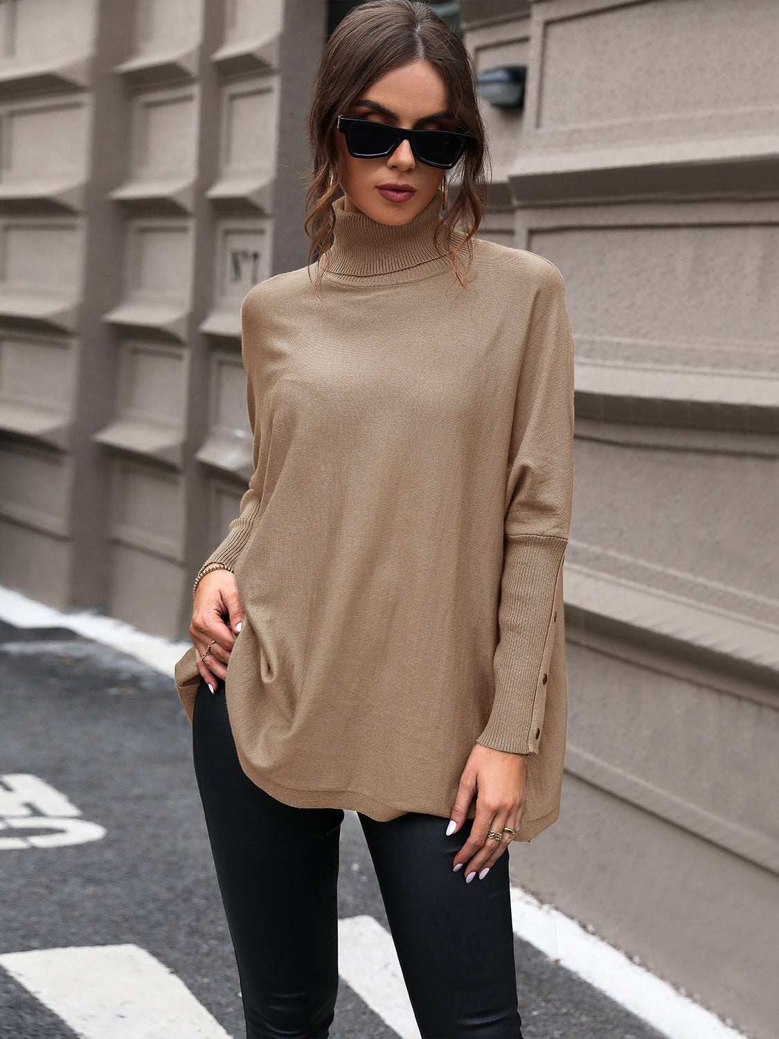 Turtleneck Raglan Sleeve Sweater - Primrose Signature Boutique