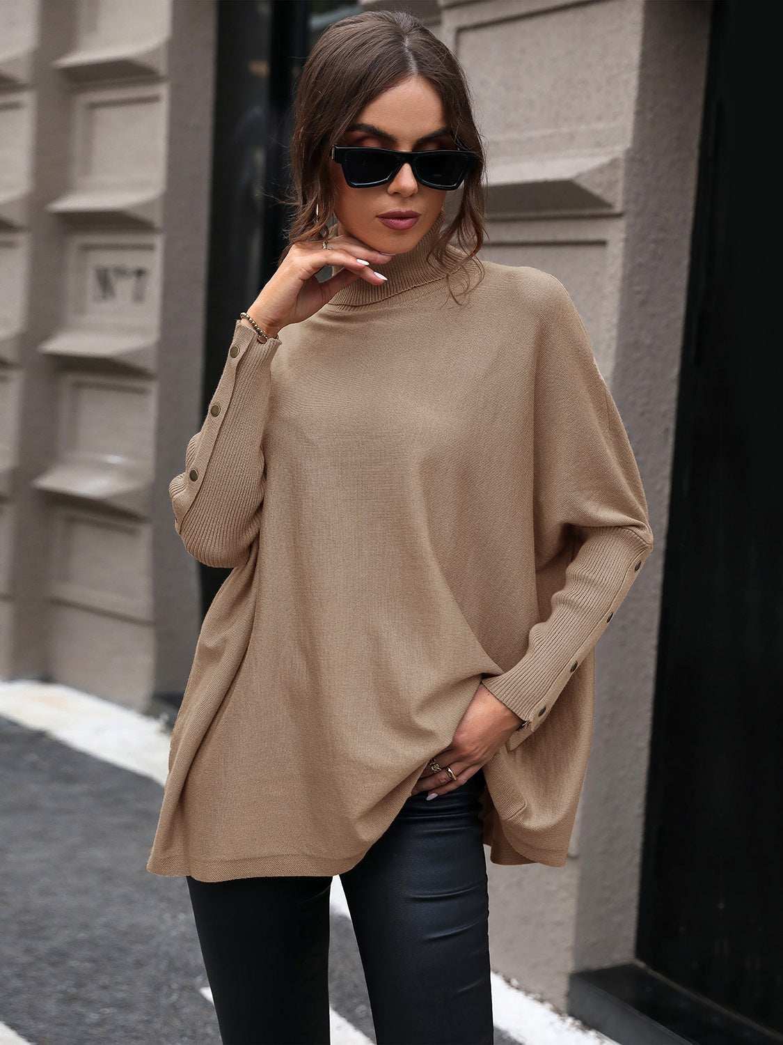 Turtleneck Raglan Sleeve Sweater - Primrose Signature Boutique