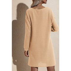 V Neck Long Sleeve Sweater Dress - Primrose Signature Boutique